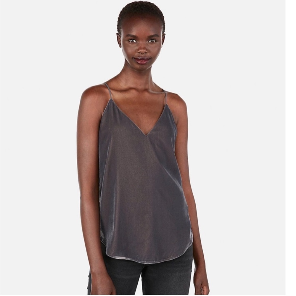 Express grey velvet v-neck downtown cami